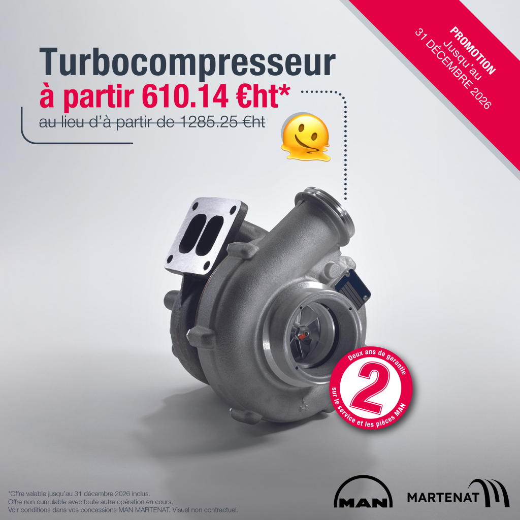 Promotion turbocompresseur MAN à partir de 610.14 € ht au lieu d'à partir de 1285.25 €ht