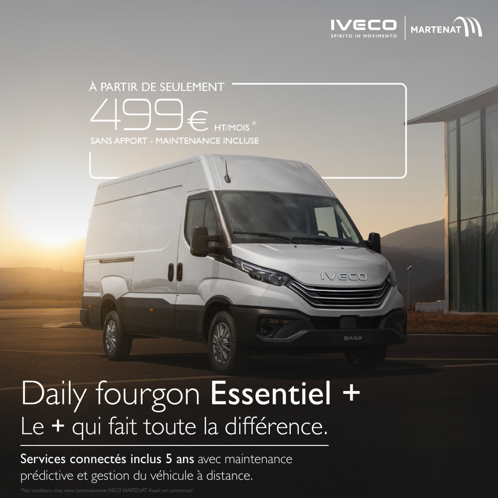 Découvrez notre offre de location à 499€ht/mois pour nos IVECO Daily fourgon essentiel +.