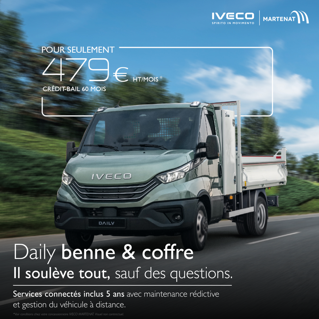 Découvrez le daily benne et coffre pour seulement 479€ht/mois en crédit-bail 60 mois.