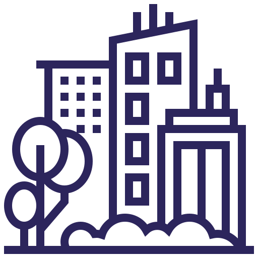 Pictogramme de ville, bleu foncé